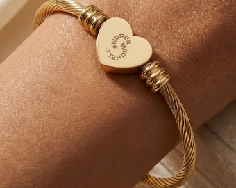 Personalized Couple Cuff Bracelet | Silver or Gold | Custom Name Jewelery Valentines Day Gift