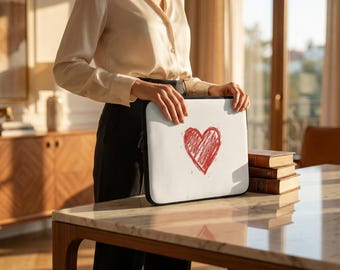 Red Heart Laptop Sleeve | Hand-Drawn Sketch Design