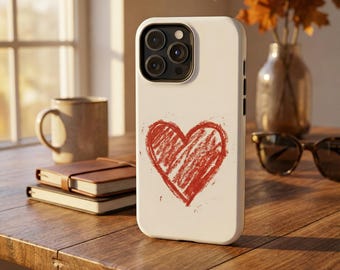 Red Crayon Scribble Heart Phone Case | Magnetic Impact-Resistant Case