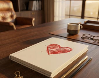 Red Crayon Heart Hardcover Journal | Scribble Heart Notebook