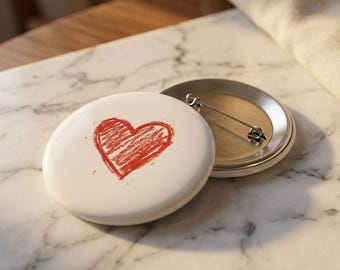 Red Scribble Heart Pin | Sketch Style Valentine's Day Button
