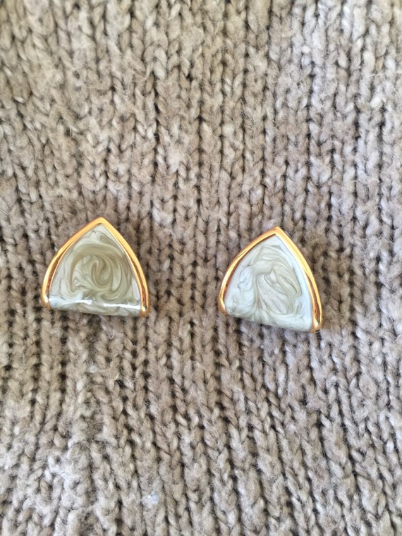 80s Marbled Minimalist Mint Earrings