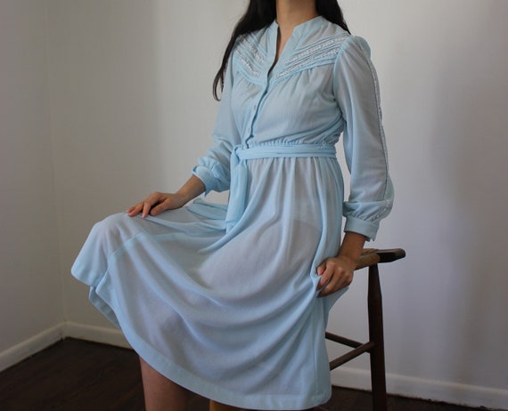 Vintage Pastel Blue Sheer Dress