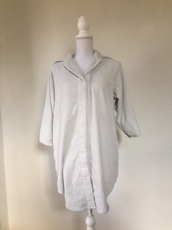 Vintage Terry Cloth Ice Blue Grey Robe