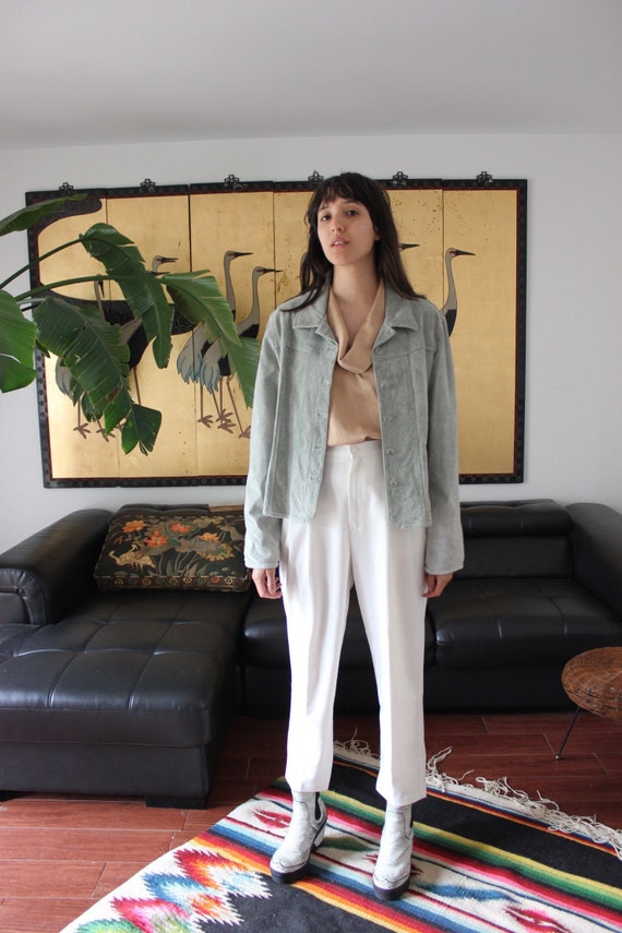 Vintage Mossy Green Suede Jacket