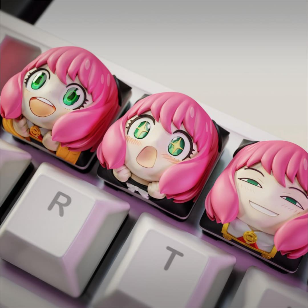Cute Pink Anime Girl Keyboard Figure | Chibi Desktop Decor | Kawaii ...