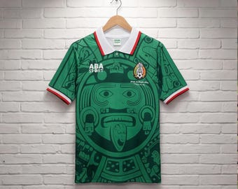 Mexico Jersey Retro 1998 Soccer Jersey | Men's Jersey | Green football shirt, athletic fit, polyester fan top