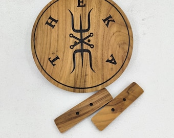 Pentacle / Pentagram | Engraved Wooden Altar Plate Witchcraft Wicca Ceremonial Magic Altar Tools
