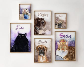 Custom Watercolor Pet Portrait from Photo – Personalized Pet Painting, Unique Gift for Pet Lovers, Printable Digital Artwork