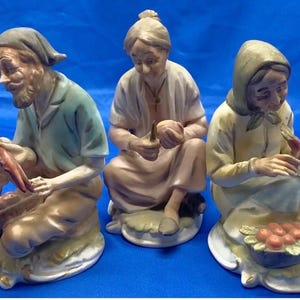 VTG Lot 3 Rare Arnart Elderly Figurines Man Woman MCM Japan Hand painted Farmer