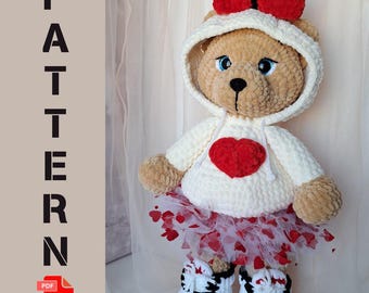 かぎ針編みのフード付きクマのぬいぐるみパターン - Etsy 日本