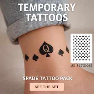 Mini Spade Temporary Tattoos | QOS spade | Small Spades