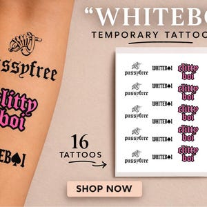 BNWO Temporary Tattoo Sheet | Whiteboi, Pussyfree, Clitty Boi Gothic ...