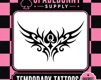 3 QOS Tramp Stamp Temporary Tatoos - Lower Back Tattoo - Hot Wife Temporary Tattoos - For Queen of Spades