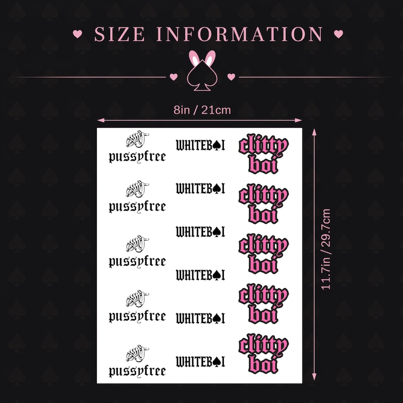 BNWO Temporary Tattoo Sheet | Whiteboi, Pussyfree, Clitty Boi Gothic ...