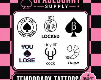 Hoja de tatuajes BNWO Cuck - SPH - Humillación - QOS - Tatuajes temporales - Jota de picas - Solo BBC -