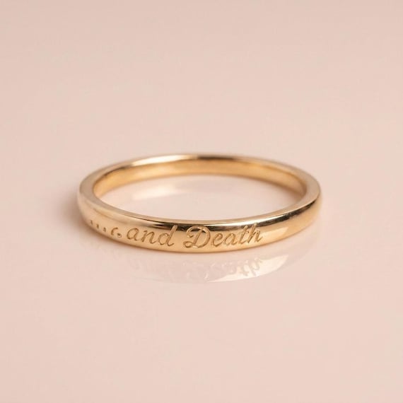 Till Death Ring 14K Solid Gold Dainty Minimalist Ring Personalized Till Death Wedding Anniversary Gift, Trendy Statement Ring
