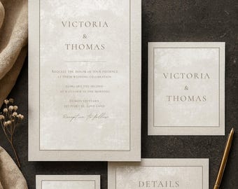 Wedding Invitation Template Set Editable Minimal Elegant Wedding Suite Instant Download Classic Modern Invite