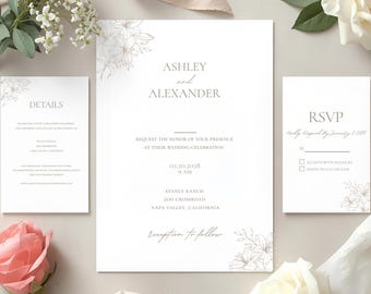 Wedding Invitation Template Set Editable Minimal Elegant Wedding Suite Instant Download Classic Modern Invite