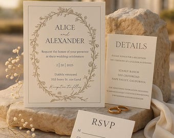 Wedding Invitation Template Set Editable Minimal Elegant Wedding Suite Instant Download Classic Modern Invite