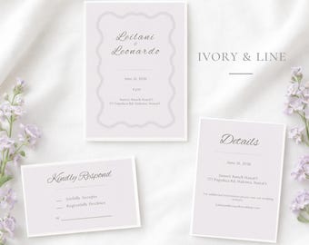 Hawaiian Wedding Invitation Template Set Editable Minimal Elegant Wedding Suite Instant Download Classic Modern Floral Invite