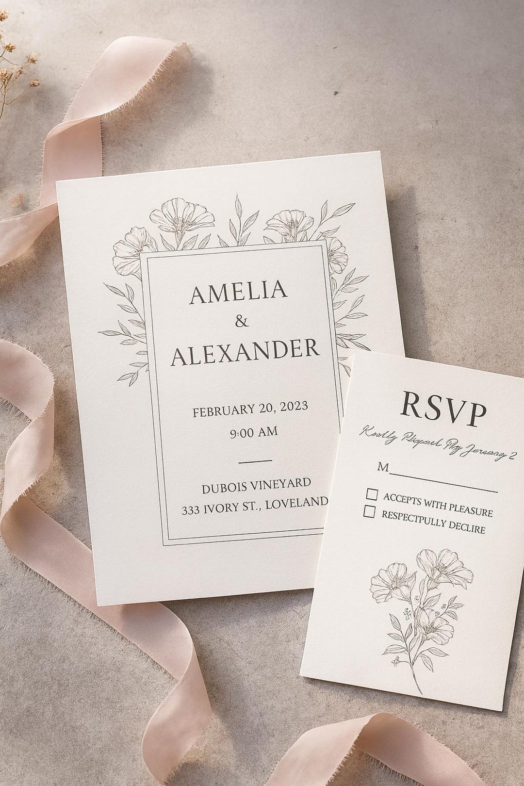 Normal Invetation Card Wedding Invitation Template Set Editable Minimal Elegant Wedding Suite ...