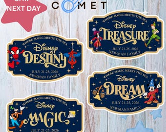 Customize Name Family & Cruise Ship Stateroom Door, Cruise Line Ship Name Door Magnet, Family Cruise Trip, Wish Magic Dream Fantasy