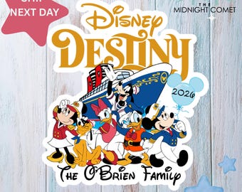 Personalized Cruise Line 2026 Magnet, Mickey and friends Family Cruise Magnet, Family sign Wish Dream Treasure Fantasy magnet