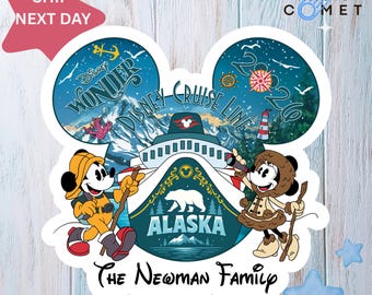 Personalized Mickey & Friends Disney Alaska Cruise Magnet, Disney Wonder Magnet, Alaska Trip 2026, Disney Family Cruise Ship Stateroom Door