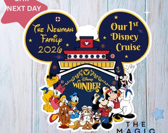 Personalized Disney Cruise Line 2026 Magnet, Mickey and friends Family Cruise Magnet, Family sign Disney Wish Dream Treasure Fantasy magnet