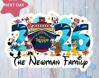Personalized Disney Cruise Line 2026 Magnet, Mickey and friends Family Cruise Magnet, Family sign Disney Wish Dream Treasure Fantasy magnet