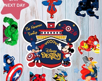 Disney Destiny Magnet, Personalized Day at Sea Disney Cruise Door Magnet, Avengers, Marvel, DC Comic, Thor, Spiderman, Hulk, Super Heroes