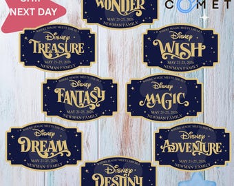 Imán personalizado de Disney Cruise Line con nombre de familia y crucero, imán para puerta con nombre de barco, letrero familiar, imán de deseos de Disney, imán de crucero de Disney