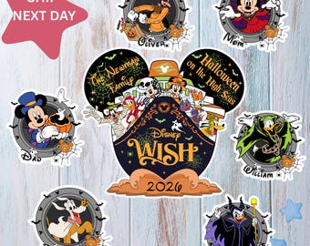 Personalized All Characters Ghost Halloween on the High Seas Disney Cruise Magnet, Mickey and Friends Pooh Family Cruise Ship Stateroom Door