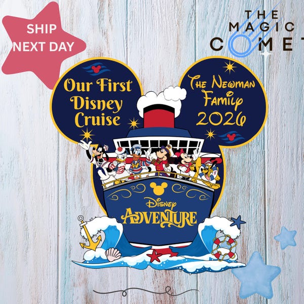 Personalized Disney Cruise Line 2026 Magnet, Mickey and friends Family Cruise Magnet, Family sign Disney Wish Dream Treasure Fantasy magnet