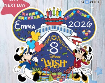 Happy Birthday Mickey & Minnie Ship Magnet, Disney Cruise Door Magnet, Happy Birthday Magnet, Disney Cruise Ship Birthday Magnet