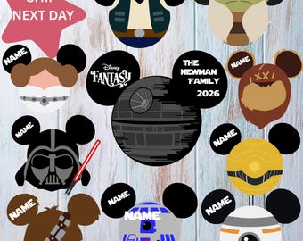 Personalized Star Wars Mickey Mouse Cruise Door Magnet | Leia | R2D2 | Ewok | Darth Vader | C3PO | Death Star | Han Solo | Boba Fett | Yoda