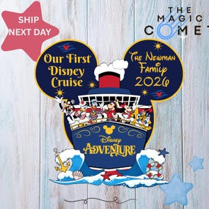Personalized Disney Cruise Line 2026 Magnet, Mickey and friends Family Cruise Magnet, Family sign Disney Wish Dream Treasure Fantasy magnet image 2