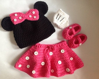 Minnie Mouse Pattern In PDF Tutorial File, crochet minnie mouse pattern, crochet outfit for girls