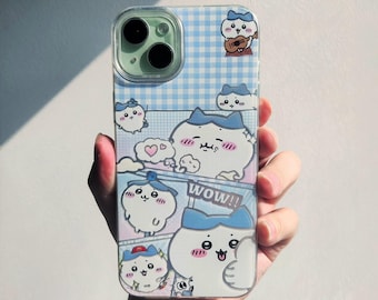 Custom Hachiware-inspired iPhone 16 15 Case Pro Max, Anime Chiikawa Cover, Soft Silicone Bumper