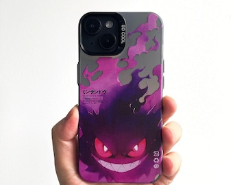 Custom Gengar iPhone Case 17 16 15 Pro Max, Anime Pokemon-inspired Cover, Soft Silicone Bumper