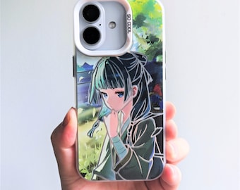 Anime Apothecary Girl Phone Case, Green Hair Manga Art Cover, Japanese Illustration Bumper