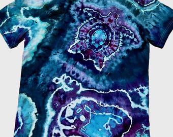 Midnight Teal Sea Turtle Tie-Dye Shirt, One-of-a-Kind Medium Tee