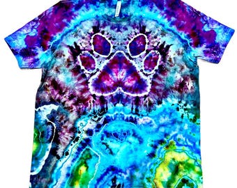 Paw Print / Geode Shirt — One-of-a-Kind – Ice Dye – Bella+Canvas XL
