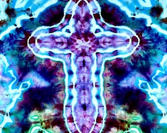 Cross | Ice Dye T-Shirt |  One of a Kind | Gift for Christian