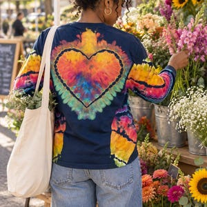 Butterfly Heart Reverse Dye Long Sleeve Shirt, Made-to-Order Colorful Tee bild 5
