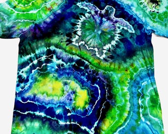 Ocean Green Sea Turtle Tie-Dye Shirt, One-of-a-Kind XL Tee