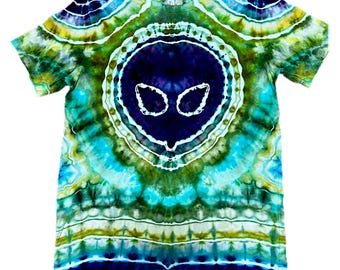 Alien Geode Tie-Dye Shirt, Purple Green Hand-Dyed Bella+Canvas Tee, One-of-a-Kind, Medium