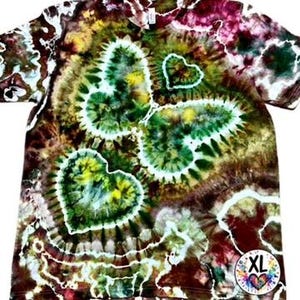 Hand Dyed Butterfly Heart Tie Dye Shirt | Green Cottagecore Tee XL US letter