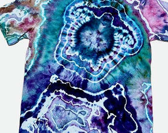 Blue Purple Sea Turtle Tie-Dye Shirt, One-of-a-Kind Medium Tee